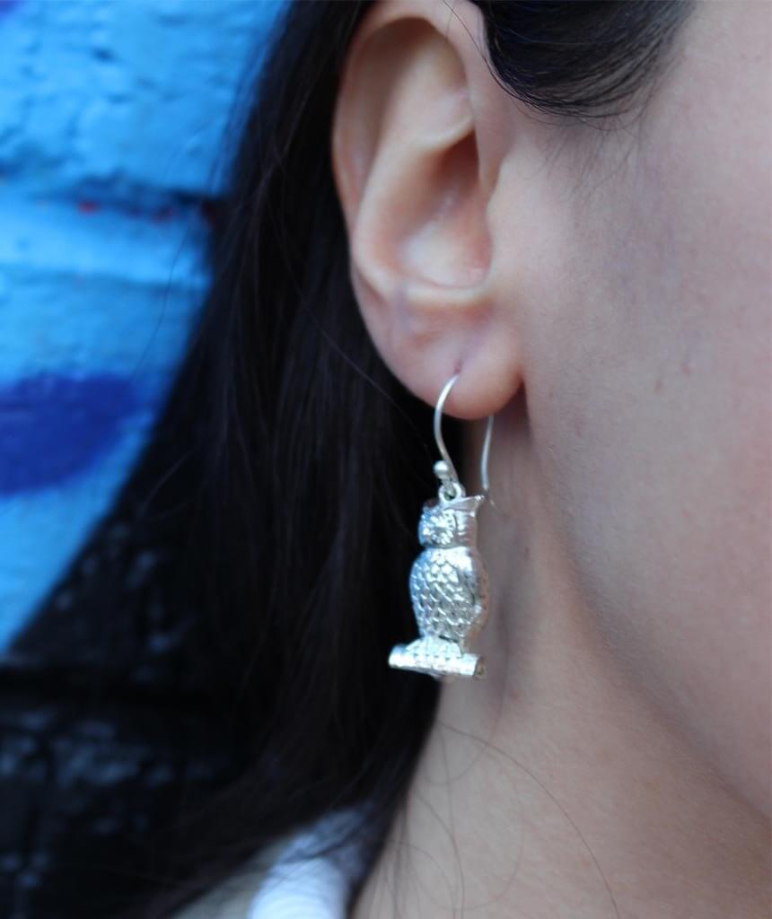 Silver Owl Earrings