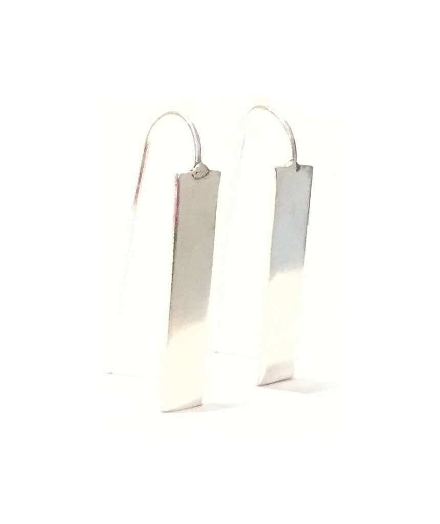 Silver Rectangular Drop Earrings