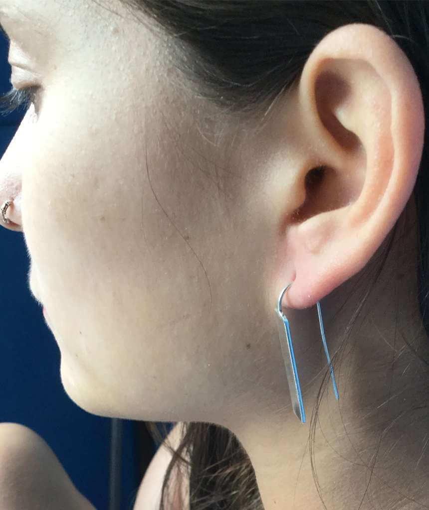 Silver Rectangular Drop Earrings