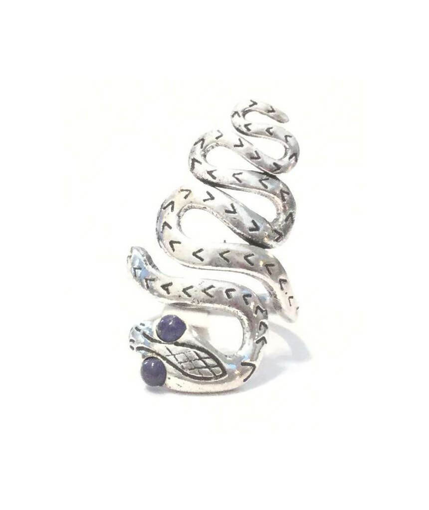 Silver & Blue Snake Eyes Ring