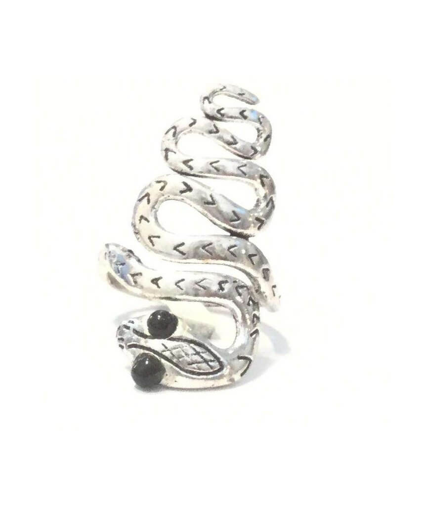 Silver & Black Snake Eyes Ring