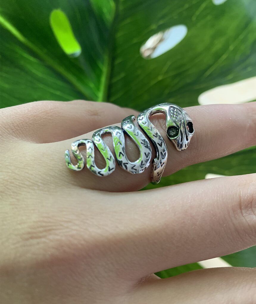 Silver Snake Eyes Ring