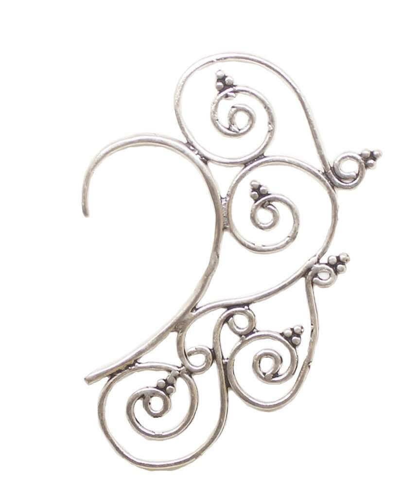Silver Spiral Geometric Boho Earcuff
