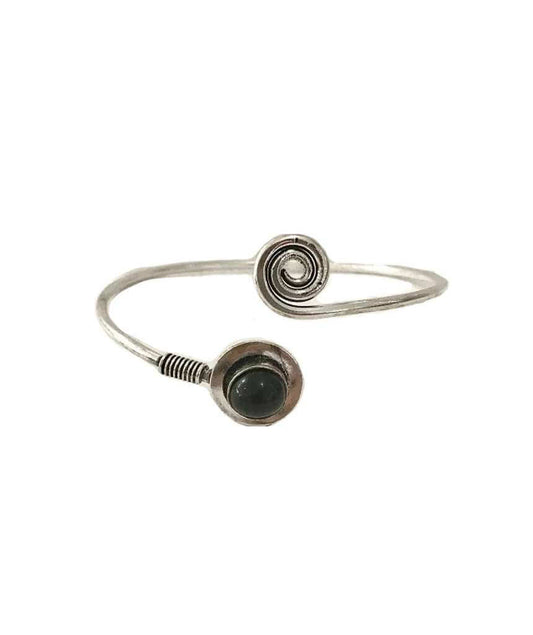 Silver Spiral Stone Bangle Bracelet
