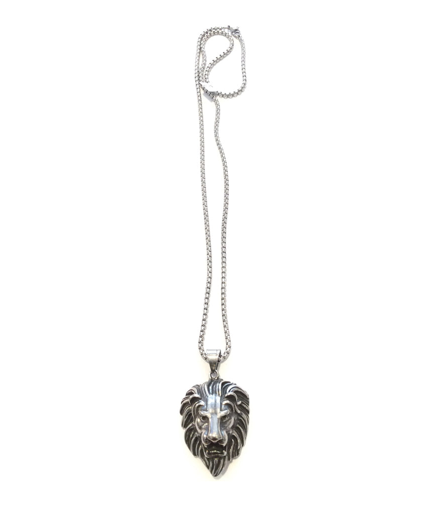 Silver Stainless Steel Lion Chain Necklace