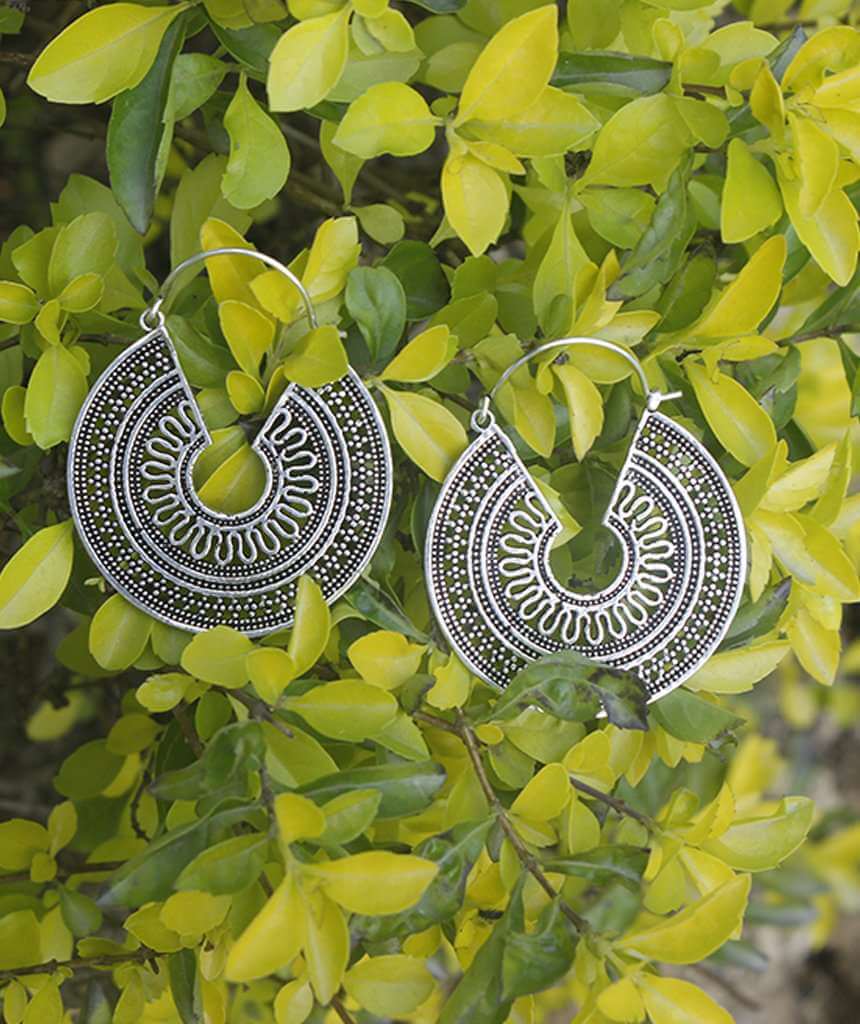 Silver Sun Dial Earrings