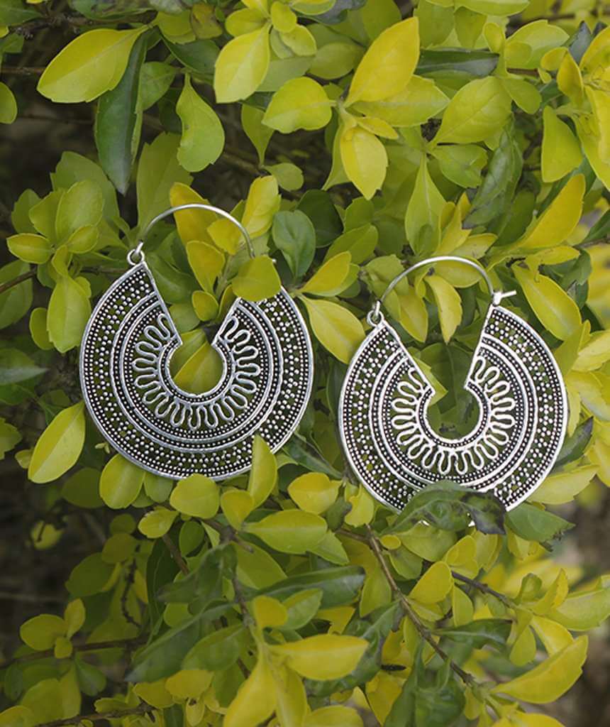 Silver Sun Dial Earrings