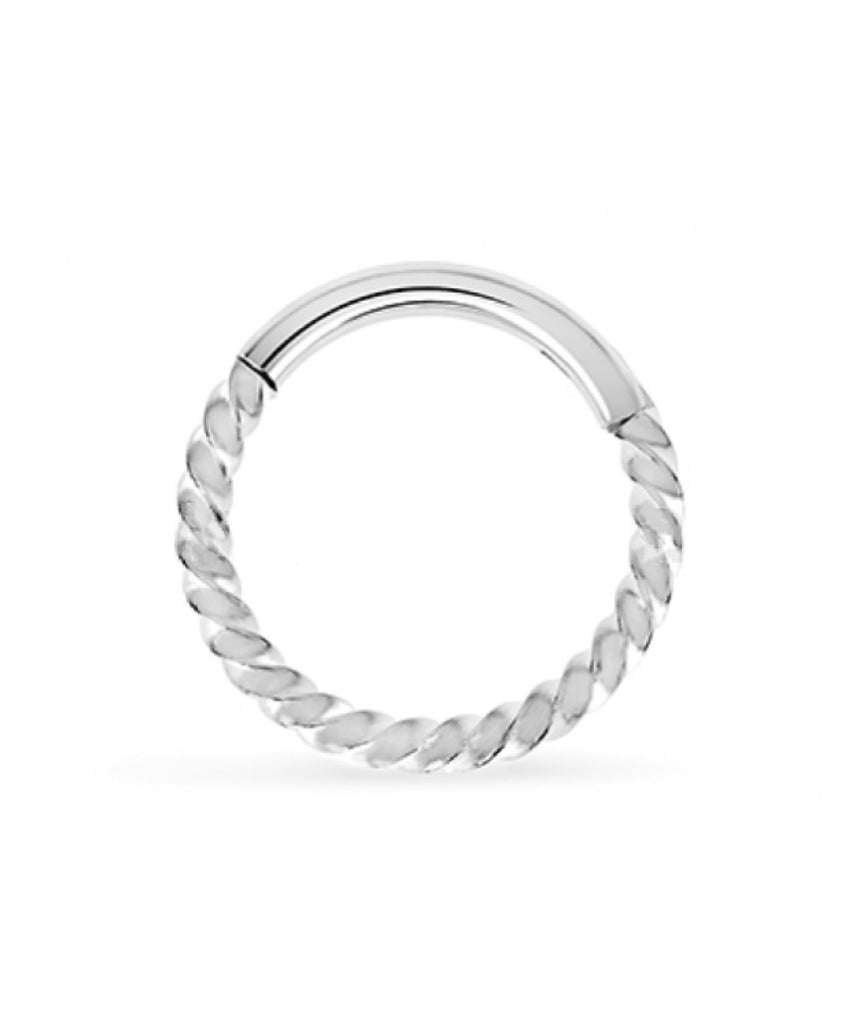 Silver Surgical Steel Braided Hinged Septum Ring