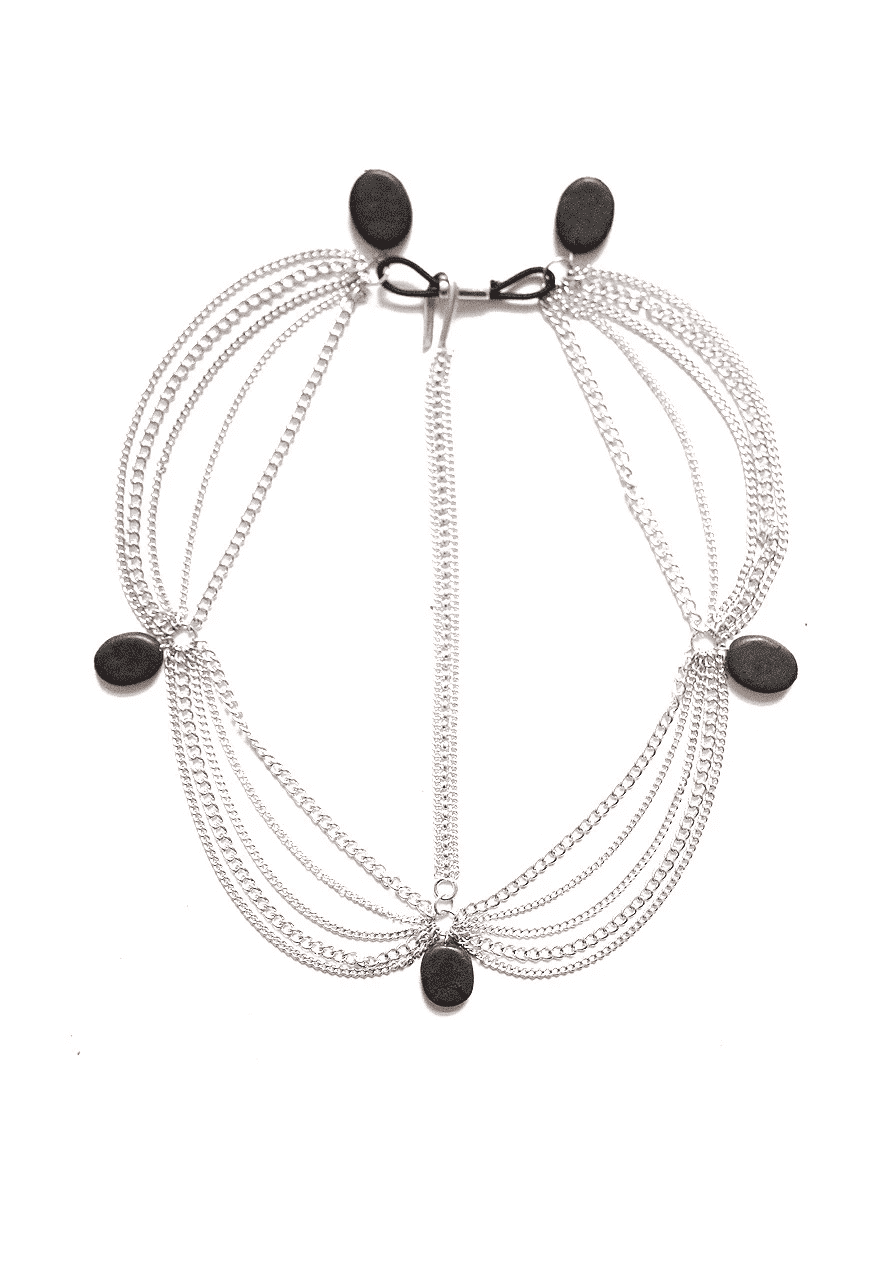 Silver Three Stone Beaded Headchain