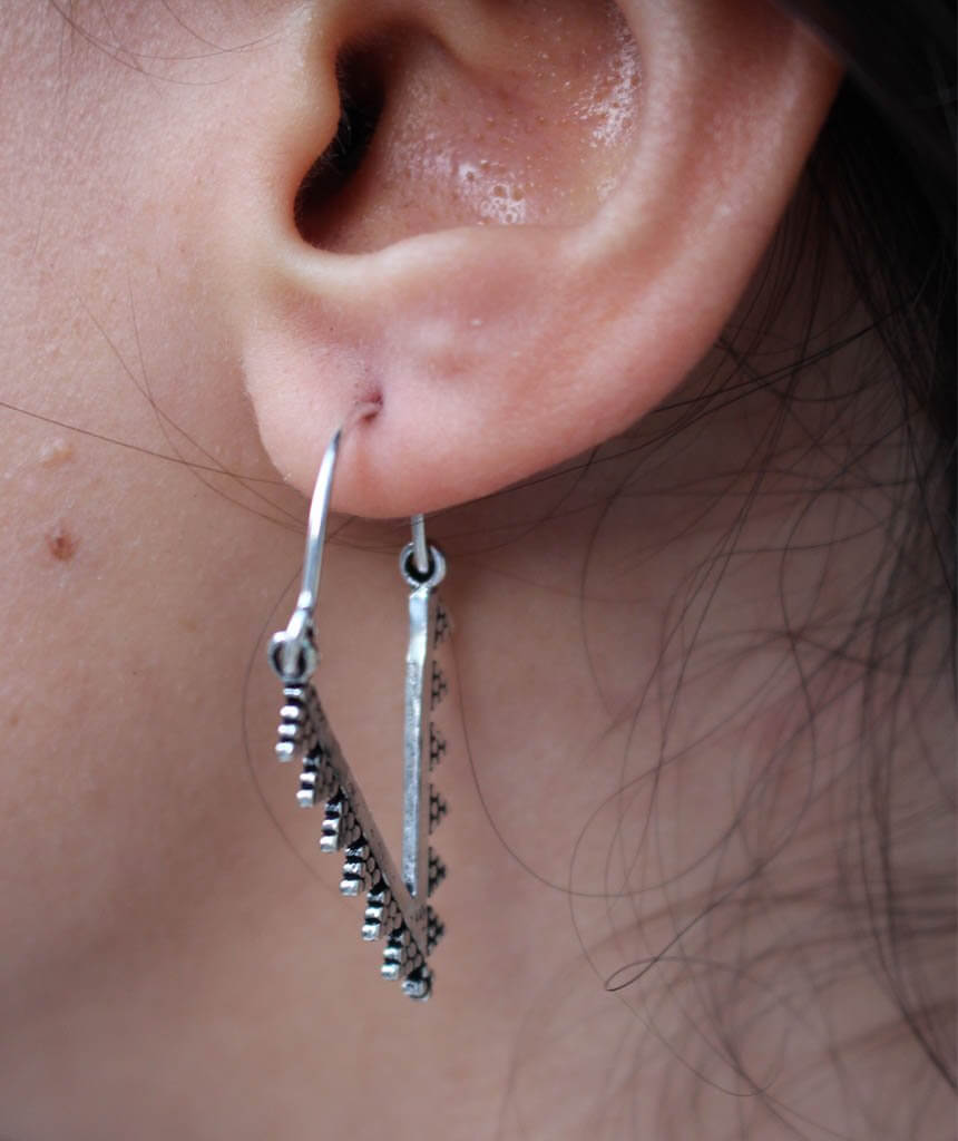 Silver Triangle Earrings