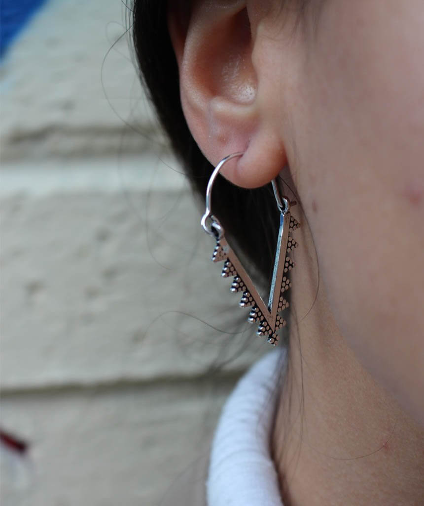 Silver Triangle Earrings