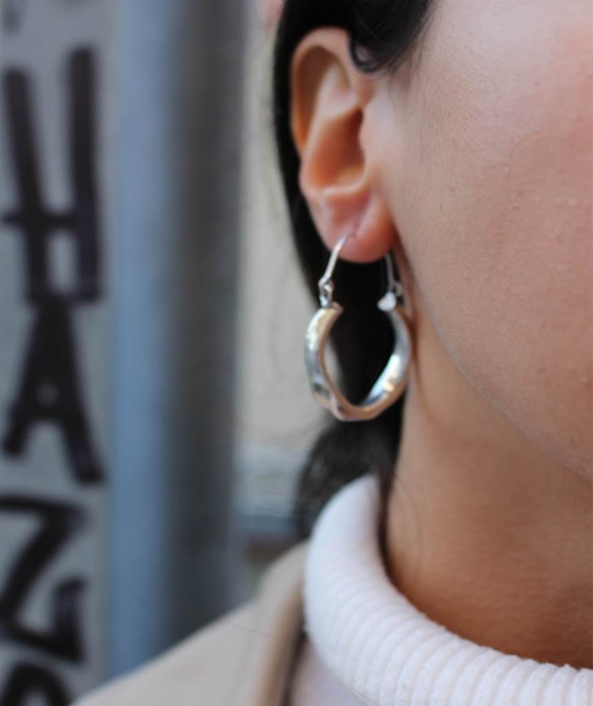 Silver Twist Hoop Earrings