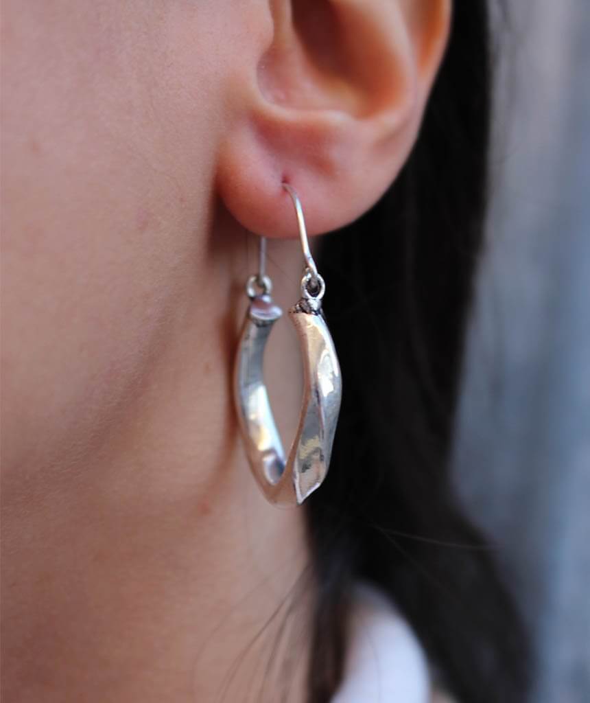 Silver Twist Hoop Earrings