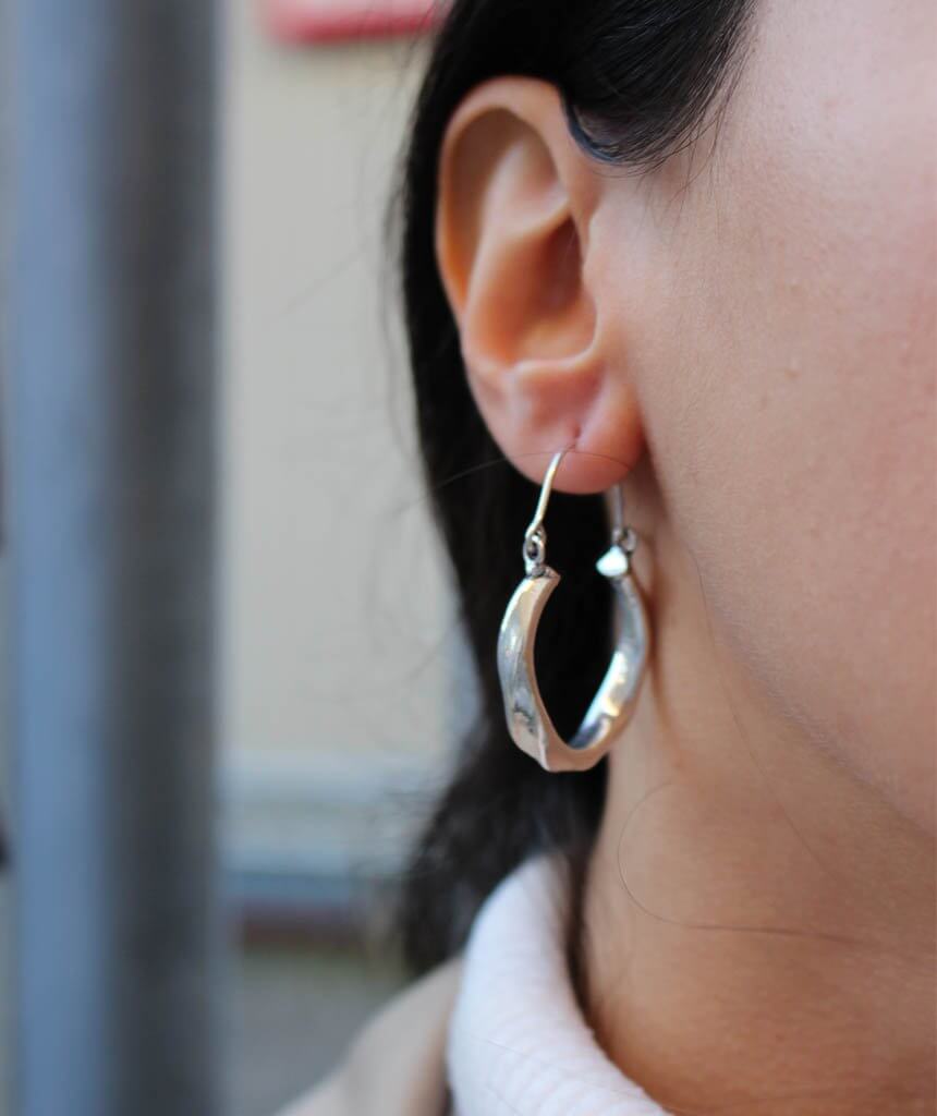 Silver Twist Hoop Earrings