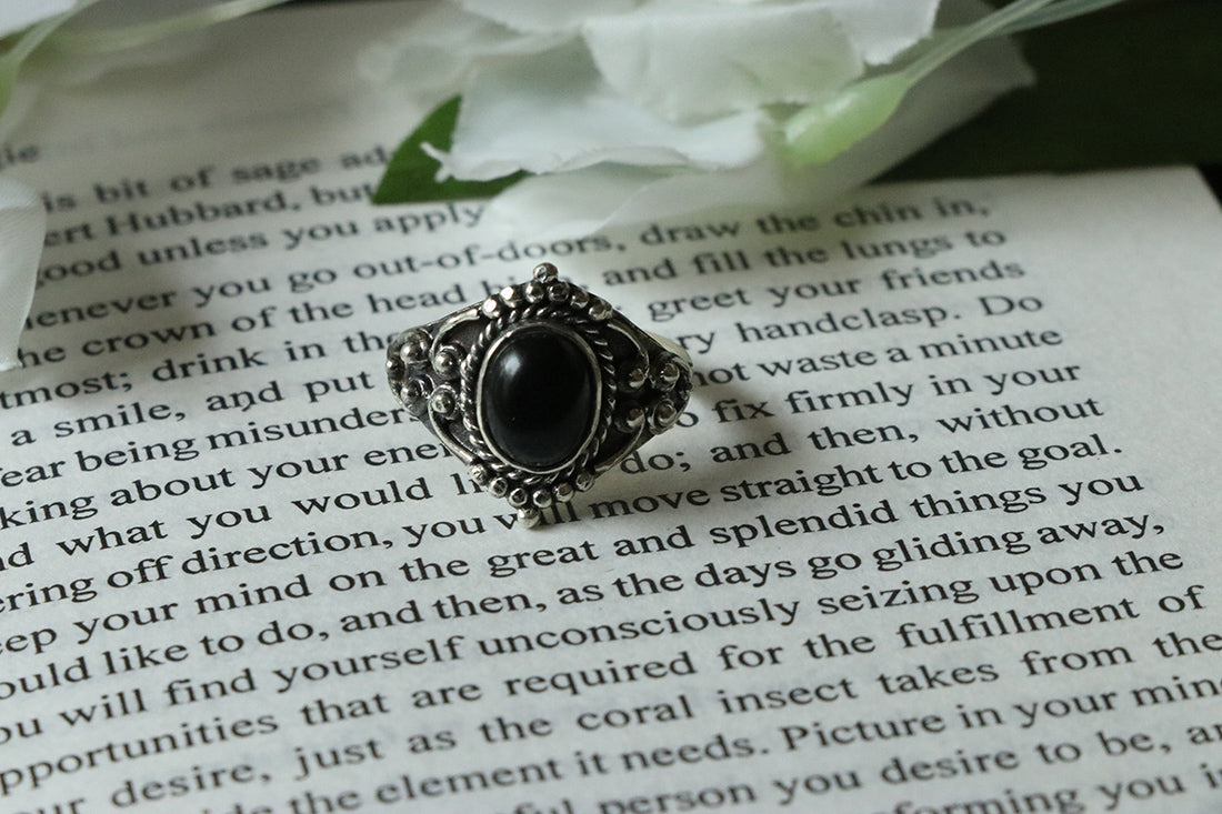 Sterling Silver Oval Silver Ring with Stone