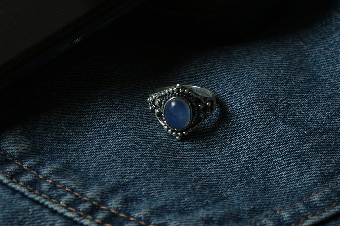 Sterling Silver Oval Silver Ring with Stone