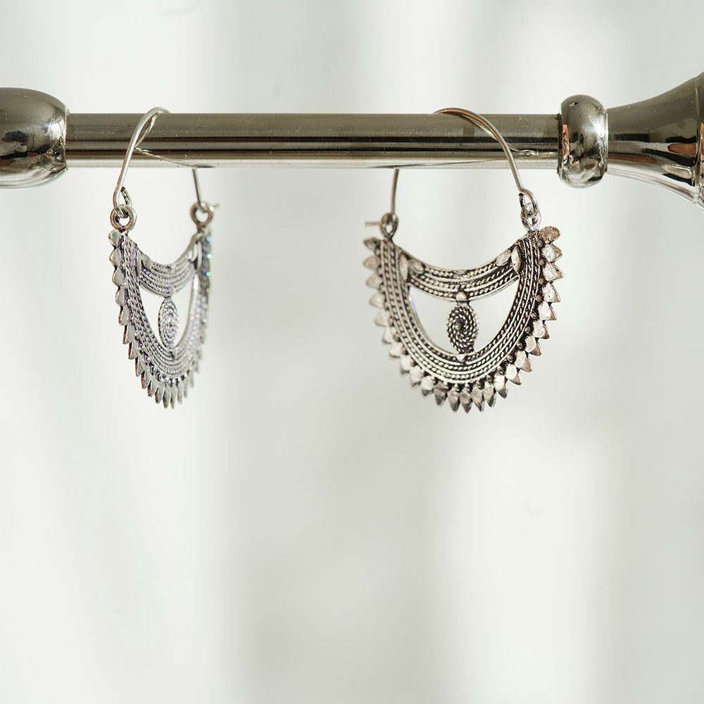 Silver Boat Statement Earrings