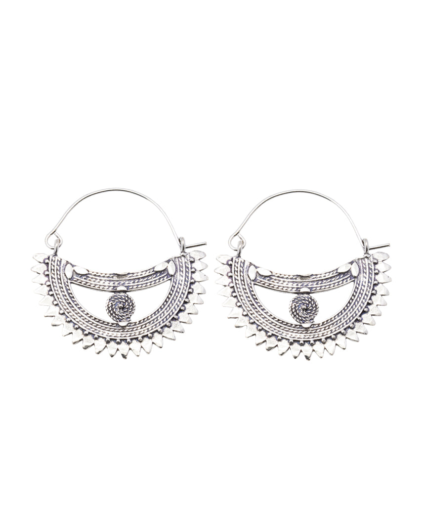 Silver Boat Statement Earrings