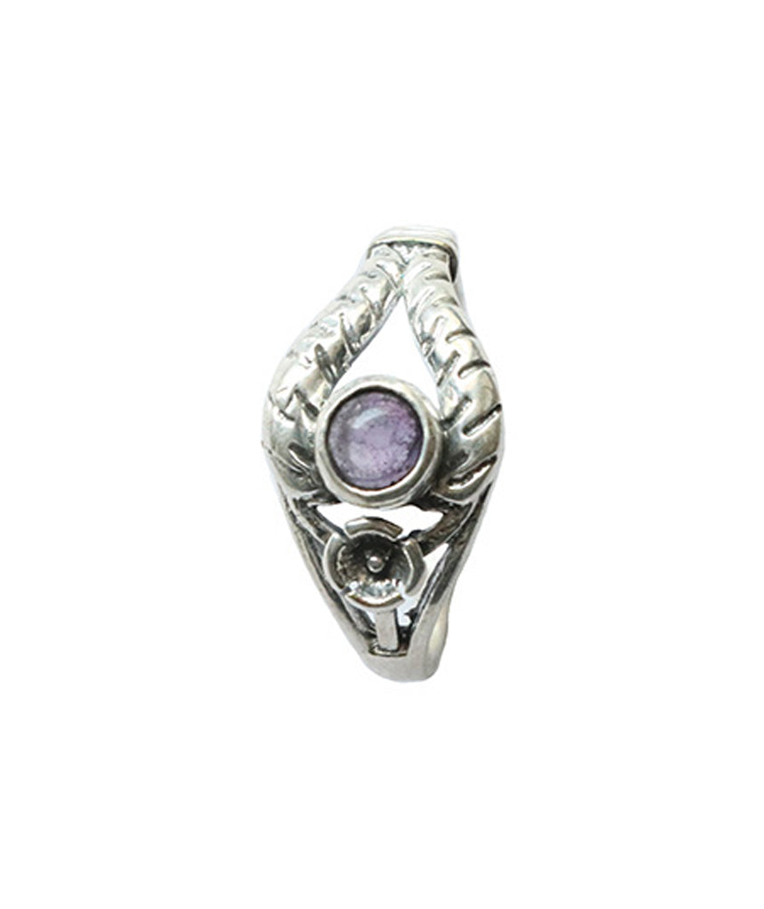 Silver Gemstone Ring with Flower