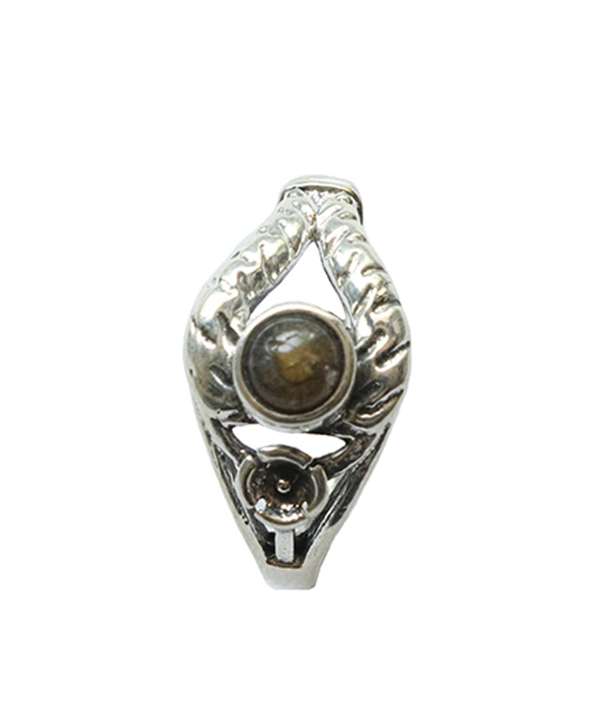 Silver Gemstone Ring with Flower