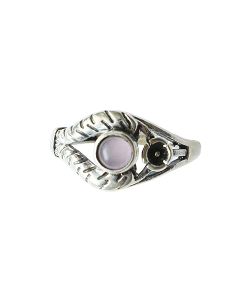 Silver Gemstone Ring with Flower