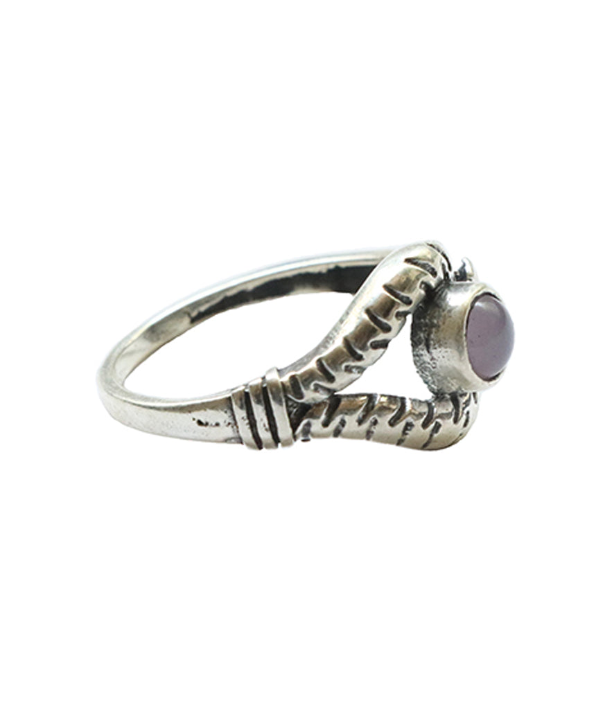 Silver Gemstone Ring with Flower