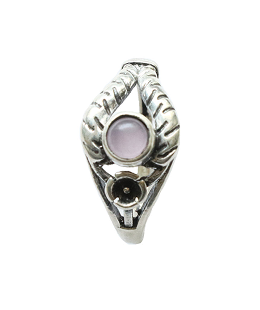 Silver Gemstone Ring with Flower