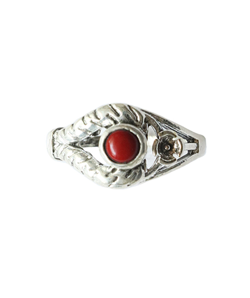 Silver Gemstone Ring with Flower