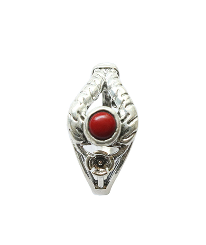 Silver Gemstone Ring with Flower