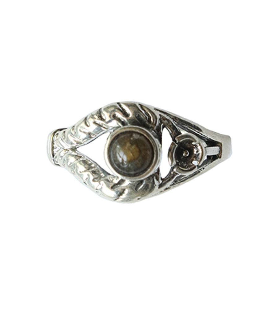 Silver Gemstone Ring with Flower