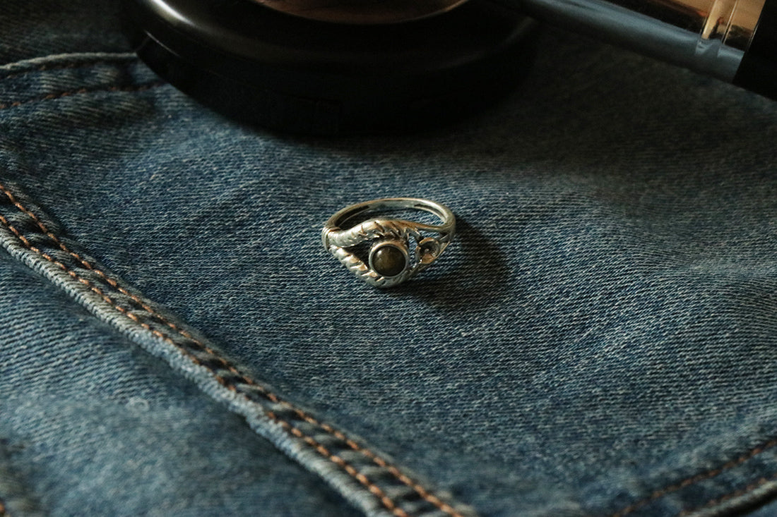 Silver Gemstone Ring with Flower