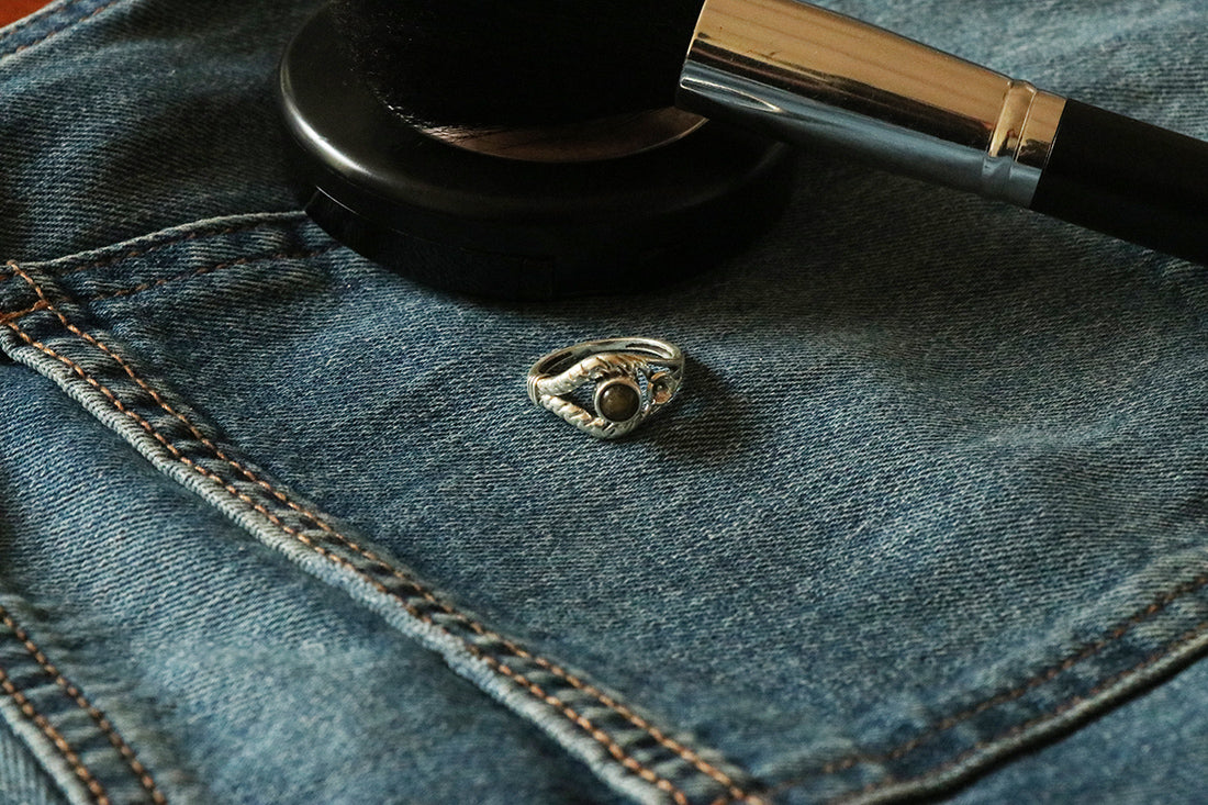 Silver Gemstone Ring with Flower