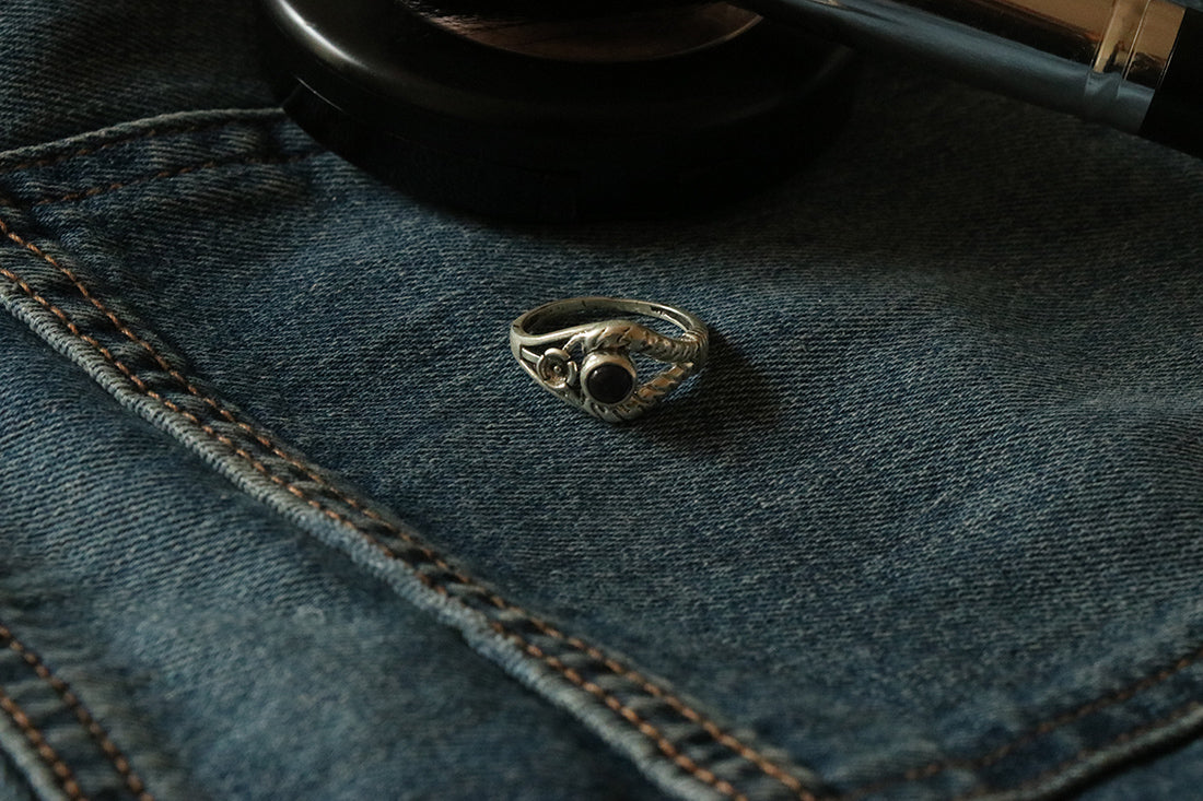 Silver Gemstone Ring with Flower