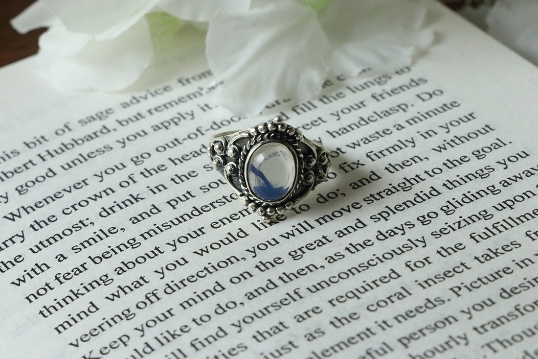 Sterling Silver Oval Silver Ring with Stone