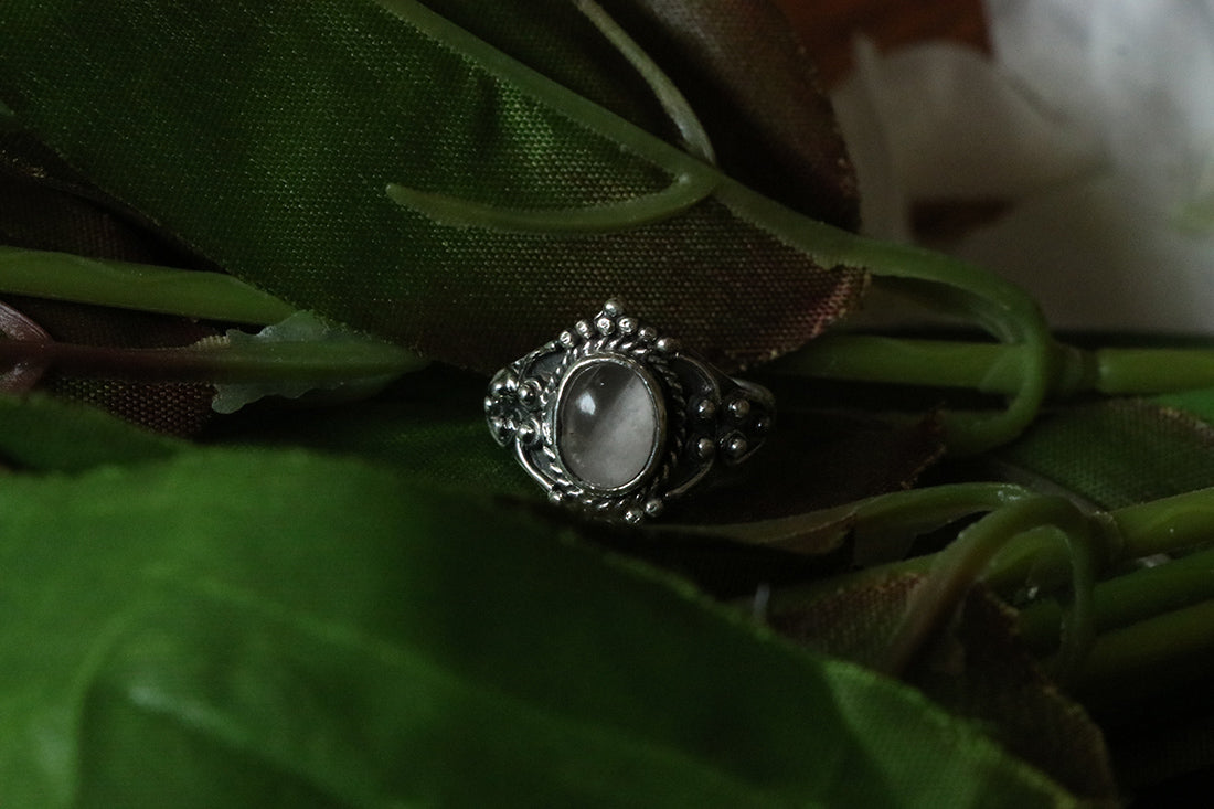 Sterling Silver Oval Silver Ring with Stone