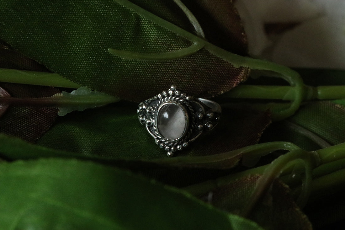 Sterling Silver Oval Silver Ring with Stone