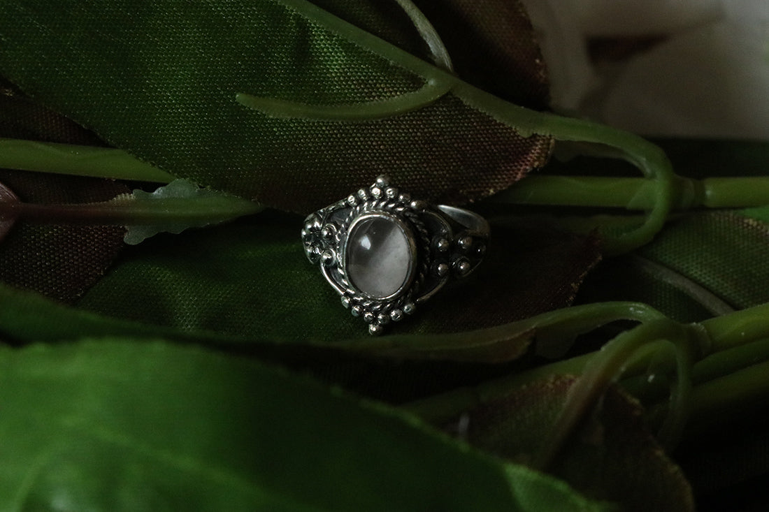 Sterling Silver Oval Silver Ring with Stone