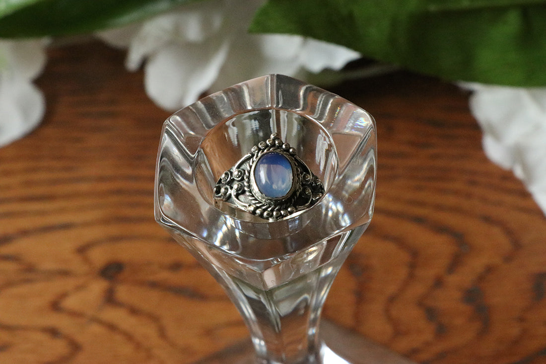 Sterling Silver Oval Silver Ring with Stone