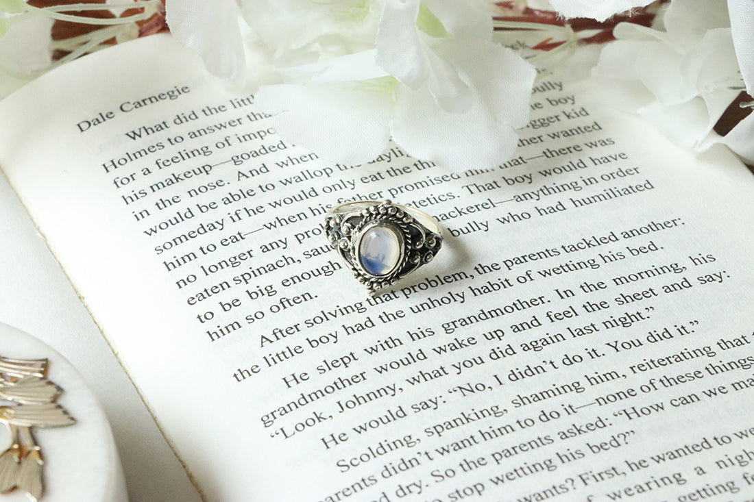 Sterling Silver Oval Silver Ring with Stone