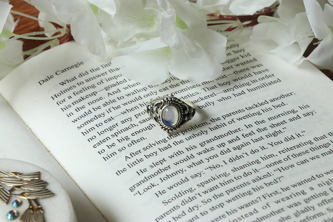 Sterling Silver Oval Silver Ring with Stone