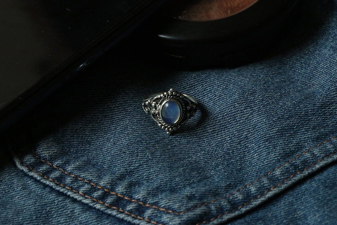 Sterling Silver Oval Silver Ring with Stone