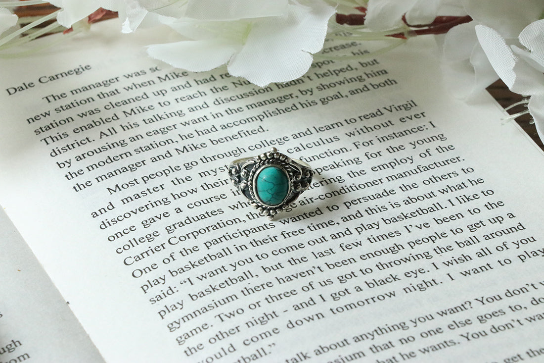 Sterling Silver Oval Silver Ring with Stone