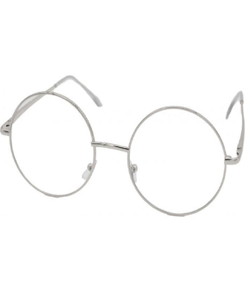 Silver Round Clear Lens Sunglasses