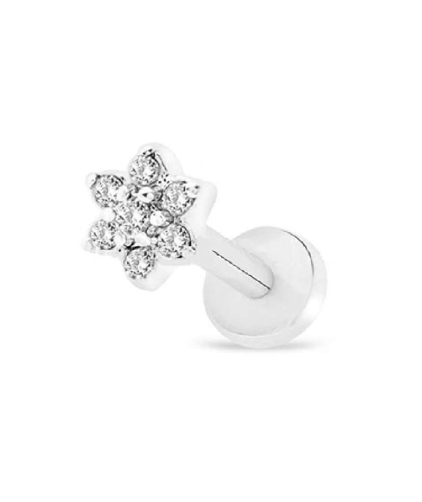 Silver Surgical Steel Big Flower Tragus