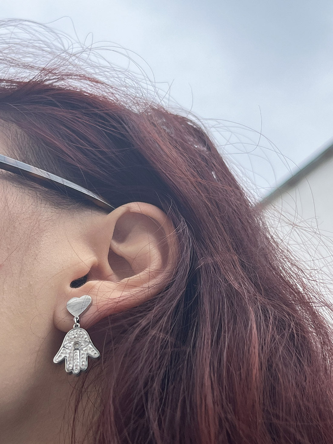 Stainless Steel Hamsa Hand Earrings