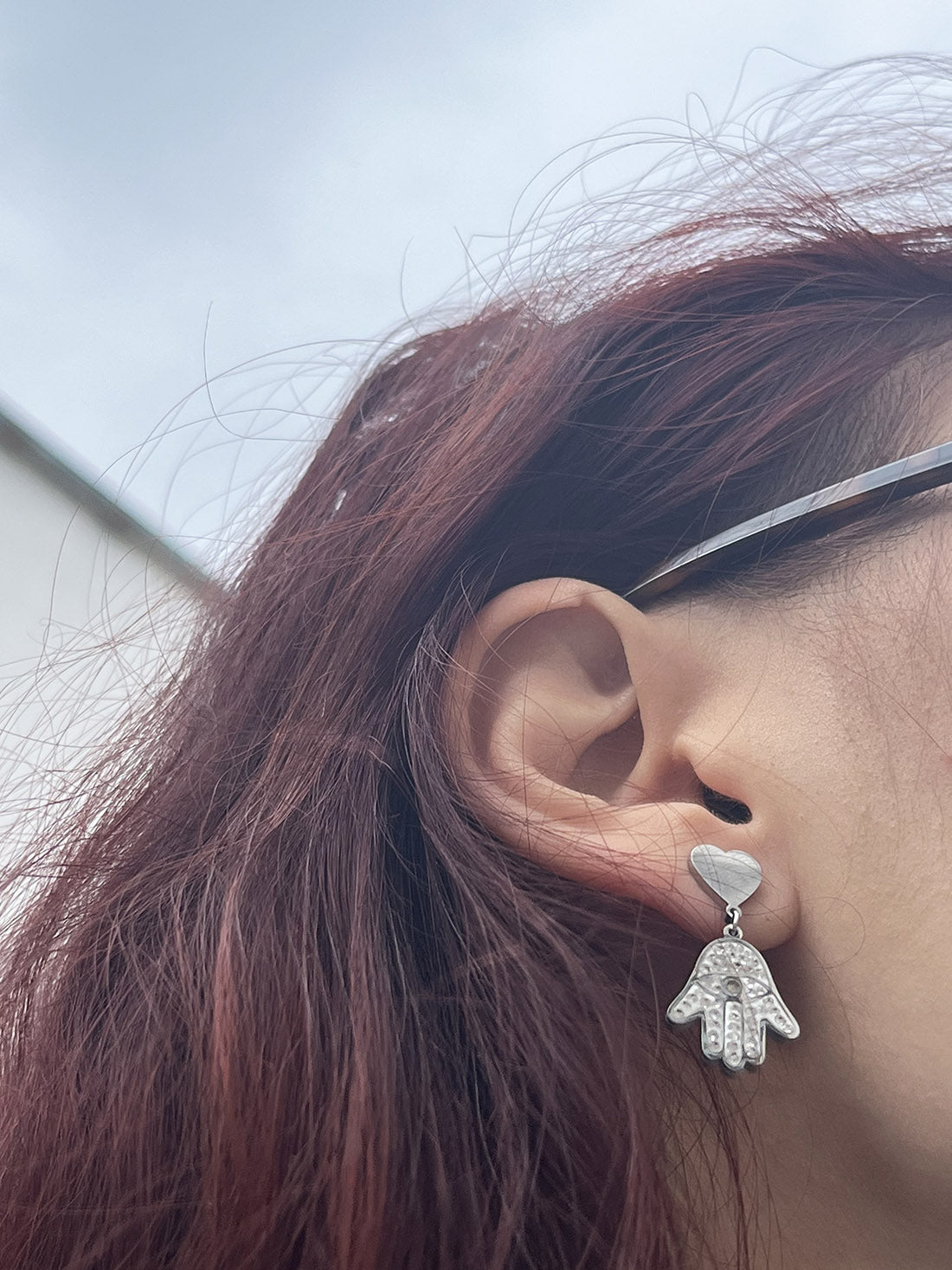 Stainless Steel Hamsa Hand Earrings