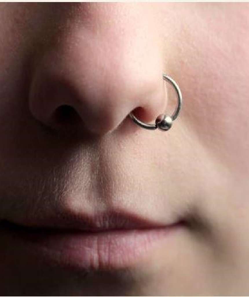 Sterling Silver Nose Ring with Ball