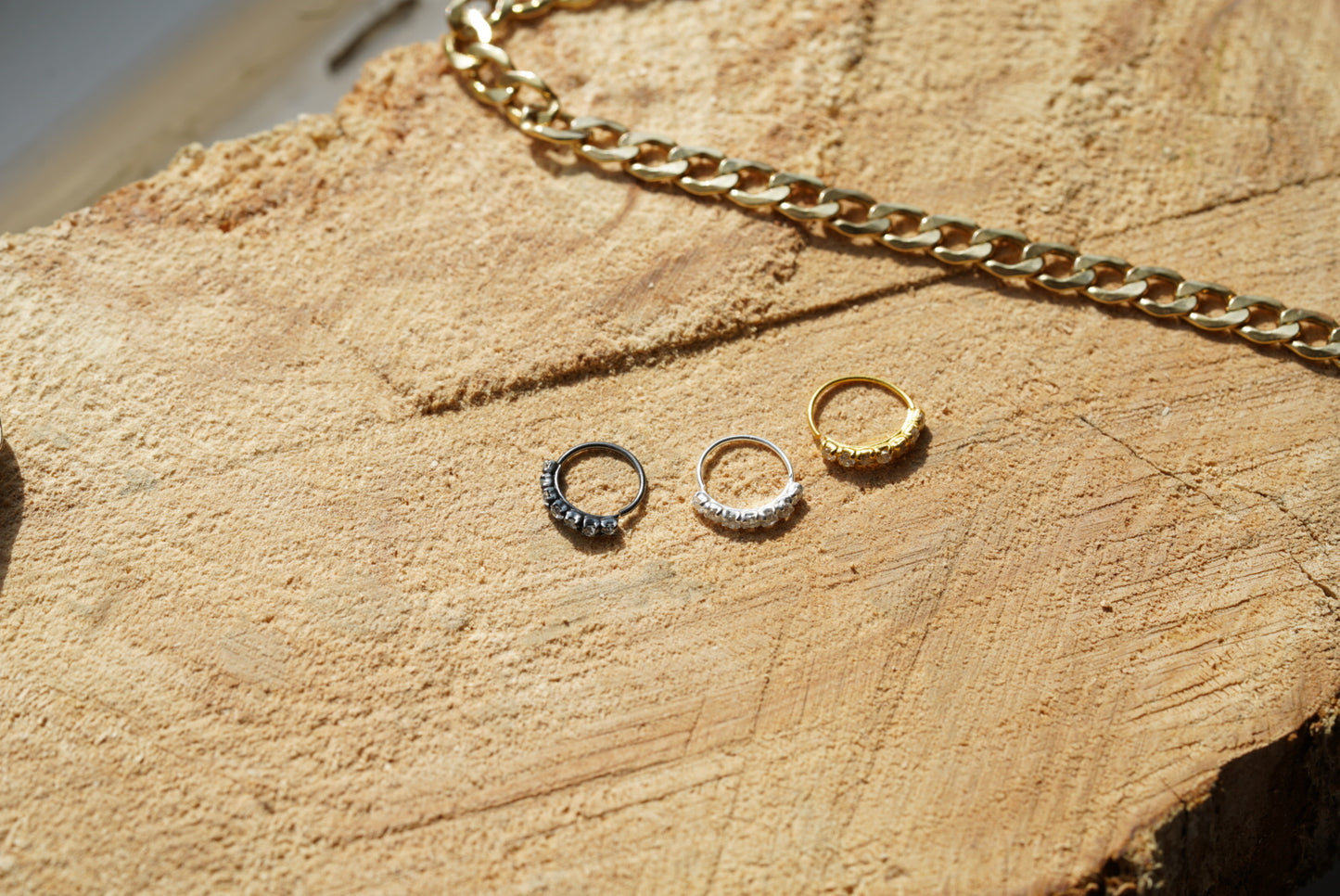 Sterling Silver Nose and Ear Hoop with 7 Gems