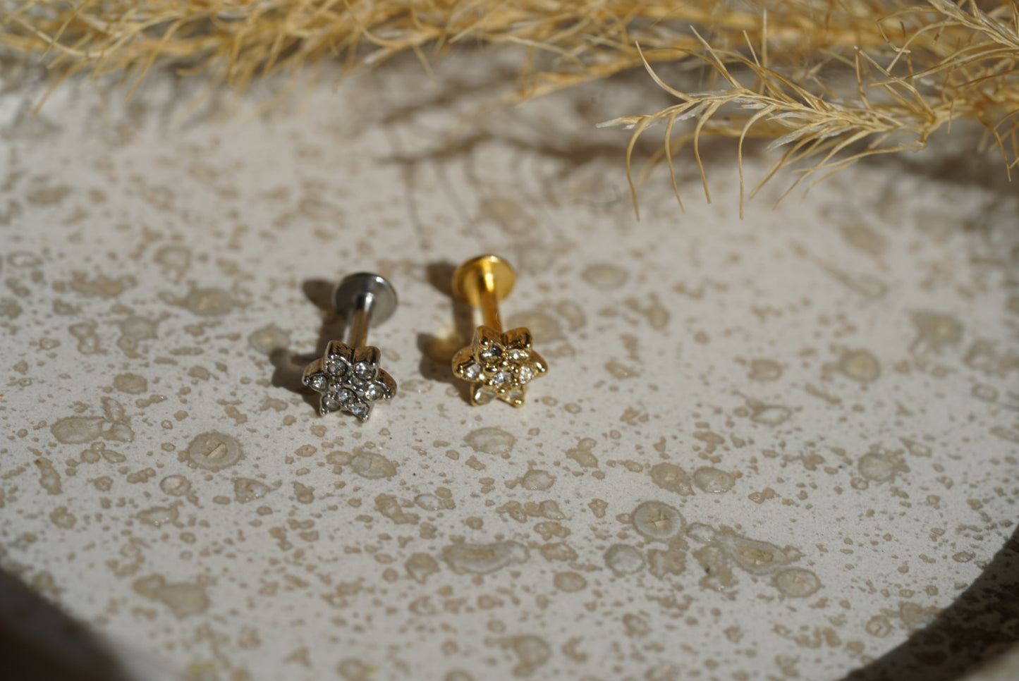 Surgical Steel Tragus Ethnic Design with Gems