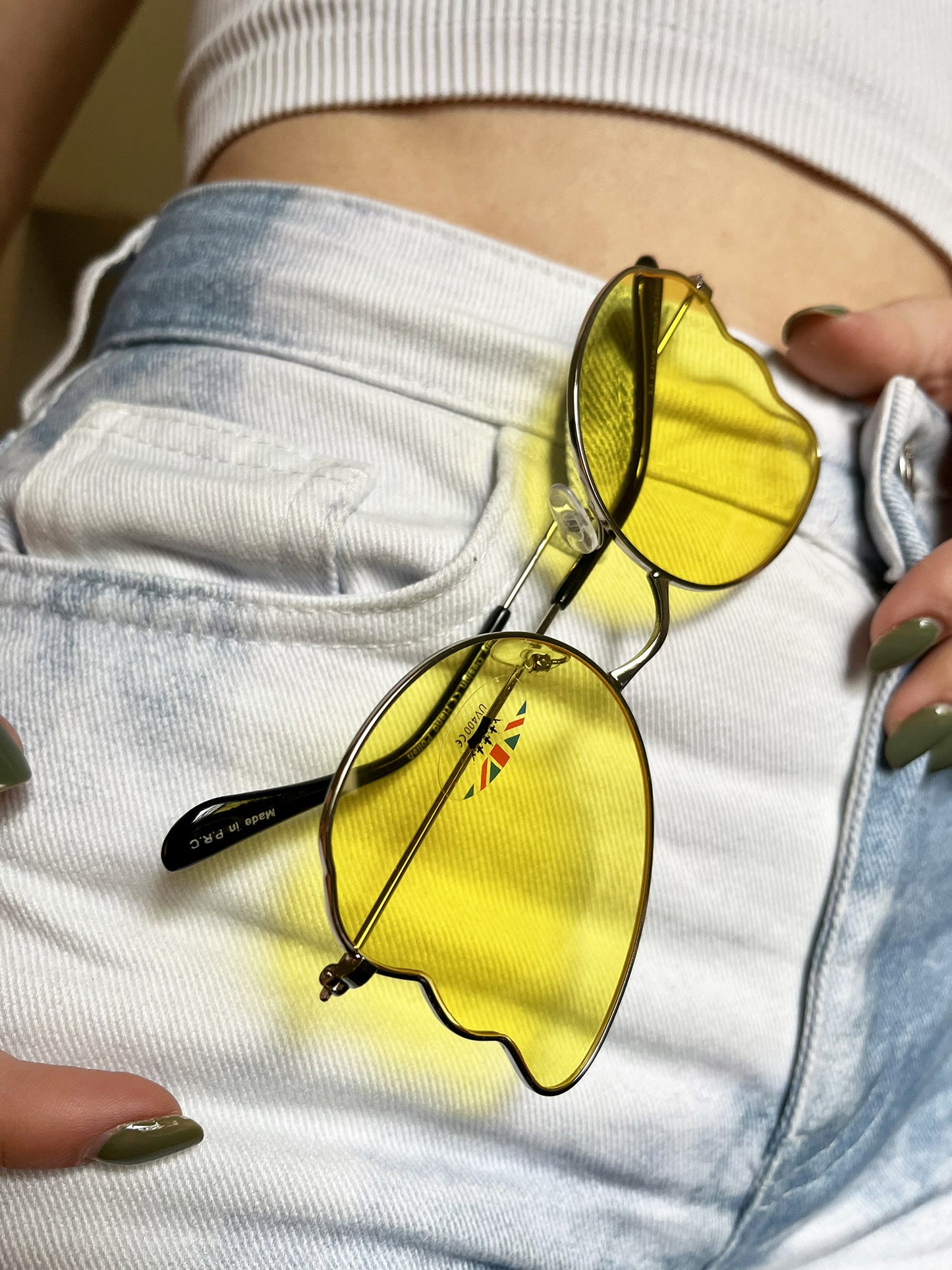 Yellow Butterfly Oversized Sunglasses